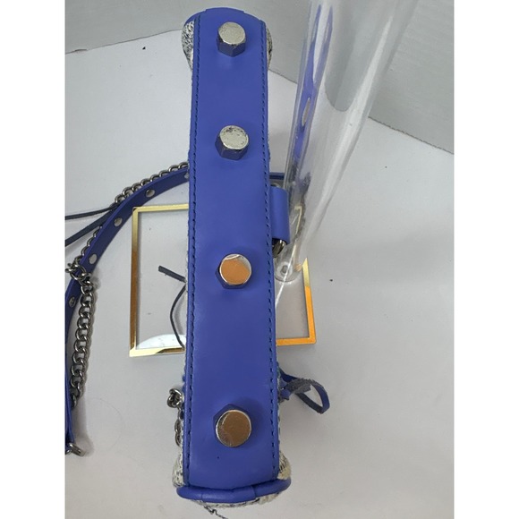 Rebecca Minkoff Mini Crossbody Bag Blue Striped Woven Leather Trim -see pics - Picture 8 of 8